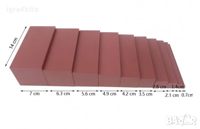 Кафява стълба + розова кула Монтесори малък размер 0.7-7см. ПРОМО, снимка 1 - Образователни игри - 25000102