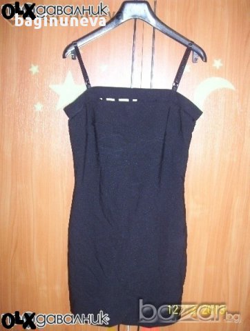 Елегантна черна къса еластична рокля-м-л размер, снимка 1 - Рокли - 9170978