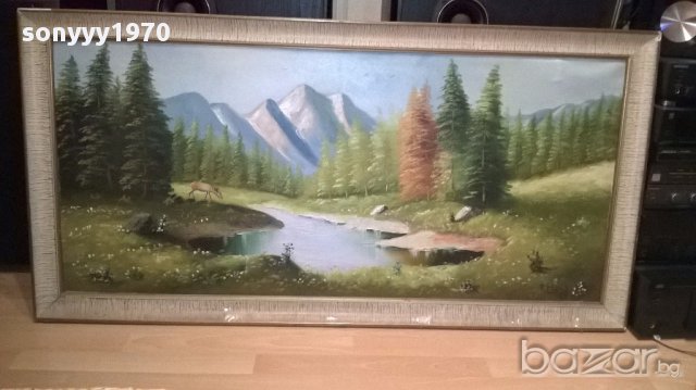 F.maius.-69 огромна испанска картина 131/66см-внос канарите, снимка 5 - Антикварни и старинни предмети - 16062521