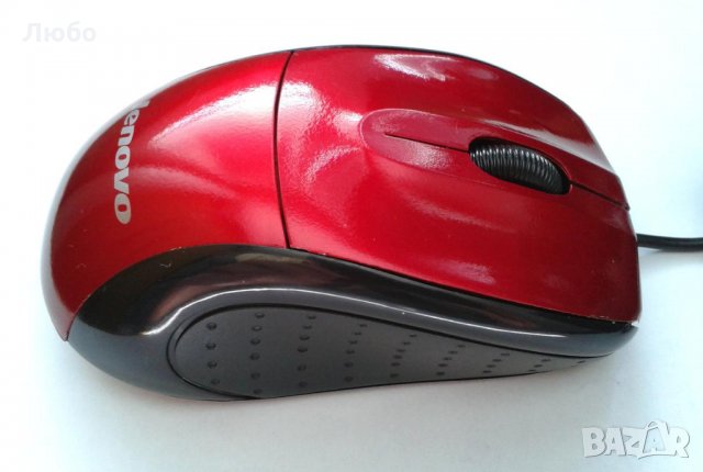 Червена USB мишка Lenovo, снимка 3 - Клавиатури и мишки - 25888607