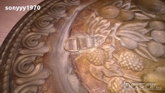 Голяма релефна чиния за стена-мед/месинг 32см-внос швеицария, снимка 5 - Антикварни и старинни предмети - 13397132