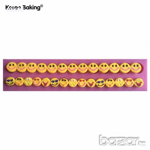 Смайли емотикон усмивки ред кант силиконов молд форма за фондан украса торта декорация мъфини