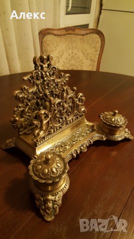 Стара Масивна бронзова мастилница!–1.700кг Безупречна!, снимка 2 - Антикварни и старинни предмети - 25071282