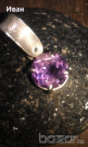 Висулка от натурален аметист 3,9кт, снимка 2 - Колиета, медальони, синджири - 19093723