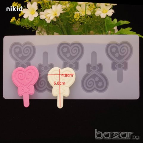 Lollipop близалки с панделка топер силиконова форма молд за украса декорация торта фондан шоколад сл