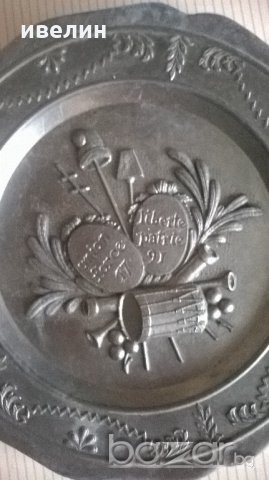 стара цинкова чиния за стена 8, снимка 2 - Антикварни и старинни предмети - 18408386