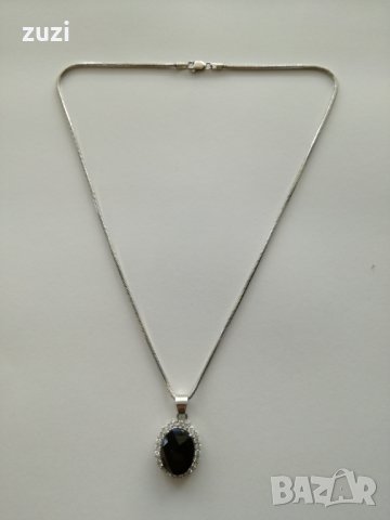 Сребърно колие с циркони - 925 сребро, снимка 3 - Колиета, медальони, синджири - 25977813