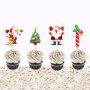 Коледни Дядо Коледа Елха бастунче 24бр топери клечки украса декорация за мъфини кексчета 
