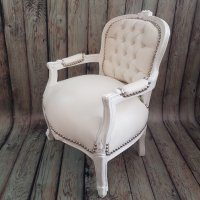 Детско бароково кресло в бяло, снимка 3 - Дивани и мека мебел - 25475015