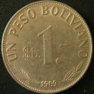 1 песо боливиано 1969, Боливия, снимка 2 - Нумизматика и бонистика - 12037238