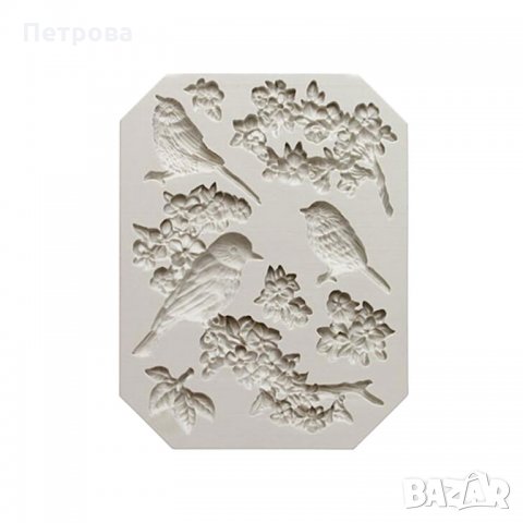 Силиконов молд – Птици на цъфнало клонче, снимка 4 - Форми - 23656599