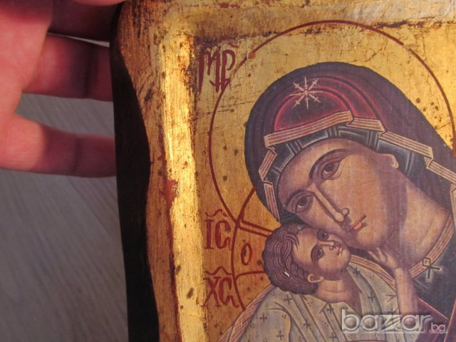 † православна икона Дева Мария, Света Богородица с Младенеца   в корпус от масивна дървесина, снимка 5 - Икони - 18474302