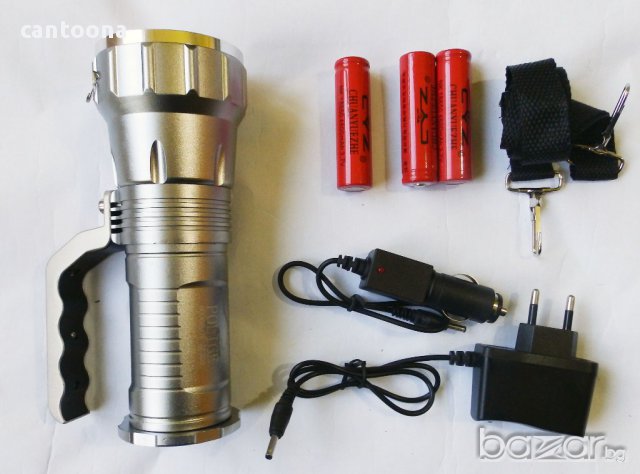 Ръчен мощен фенер 800 lm, с лупа, ZOOM и 3 броя батерии, снимка 2 - Прожектори - 13887687