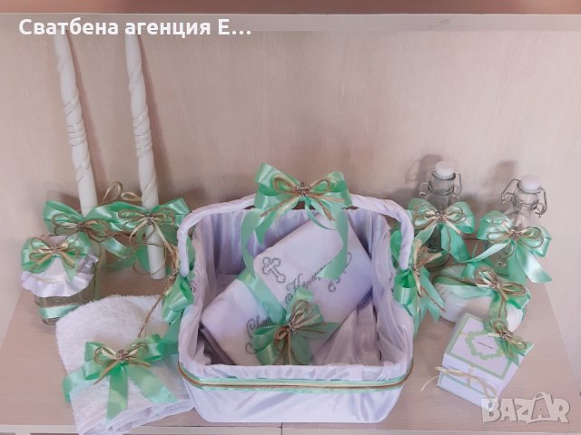 Комплект за Кръщене в цвят мента+канап