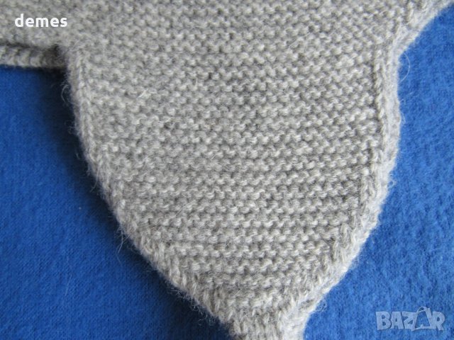 Сива детска шапка с мече,100% органична вълна, Монголия, снимка 7 - Шапки, шалове и ръкавици - 25981260