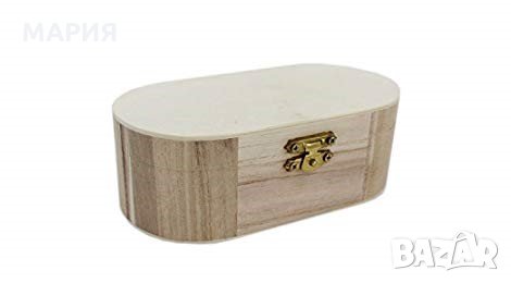 Малка дървена елипсовидна кутия и метално закопчаване (пантички), снимка 1 - Колиета, медальони, синджири - 22656911
