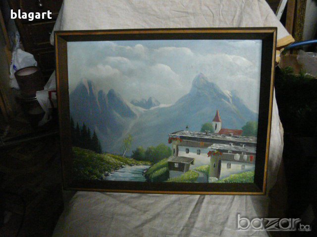 стара картина -"Планински пейзаж", снимка 2 - Антикварни и старинни предмети - 15578031