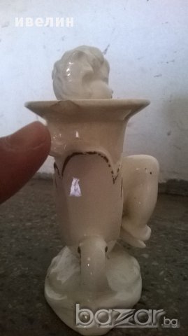 порцеланов свещник с херувимче, снимка 5 - Антикварни и старинни предмети - 17795501