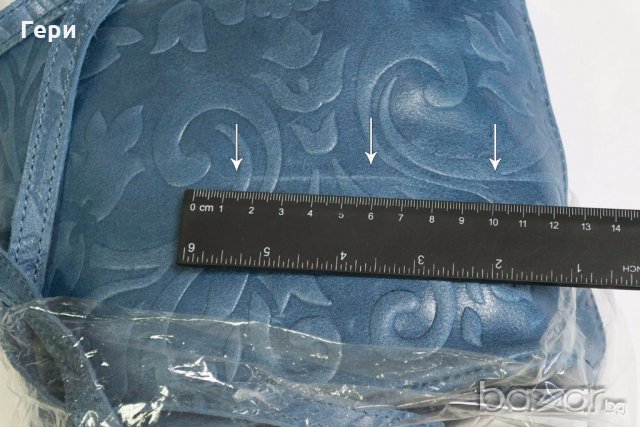 Естествена кожа, синя дамска чанта марка Giulia, снимка 4 - Чанти - 18826261