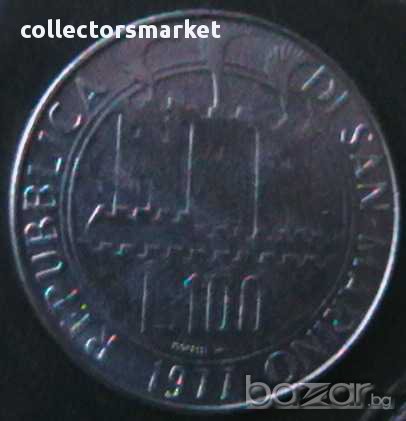100 лири 1977 - тип 1, Сан Марино, снимка 2 - Нумизматика и бонистика - 8678980