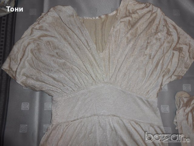 Прохладна златиста рокля + колан , снимка 7 - Рокли - 19946556