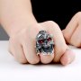Пръстен мъжки стомана череп+камъни,., снимка 3