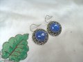 Ажурни Авторски Сребърни Обеци с Натурални Лазурити, снимка 3