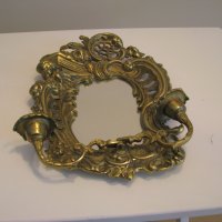 огледало бронзово 2бр свещник, снимка 2 - Антикварни и старинни предмети - 25173787