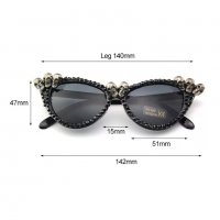 слънчеви очила котешки с черепи и кристали код 2401191, снимка 2 - Слънчеви и диоптрични очила - 24123540