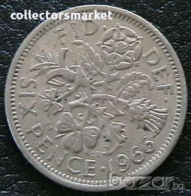 6 пенса 1966, Великобритания, снимка 1