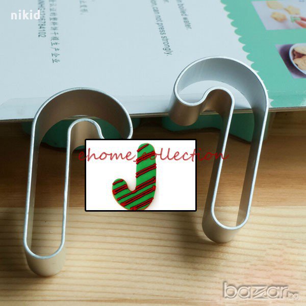 бастунче бастун пръчка дръжка чадър Коледно метална форма резец украса бисквитки фондан, снимка 1