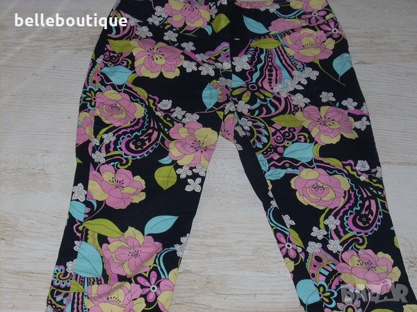 Стилен летен еластичен панталон с цветя, снимка 3 - Панталони - 24404903