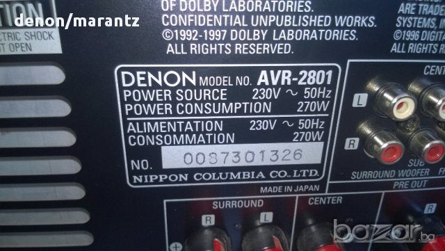 denon avr-2801 receiver-3-optical-8-s video-japan-от швеицария, снимка 10 - Ресийвъри, усилватели, смесителни пултове - 8540263