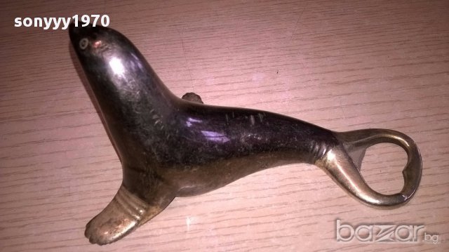 Тюлен-отварачка-масивна и стилна-14х9х8см-внос швеицария, снимка 3 - Антикварни и старинни предмети - 18146792