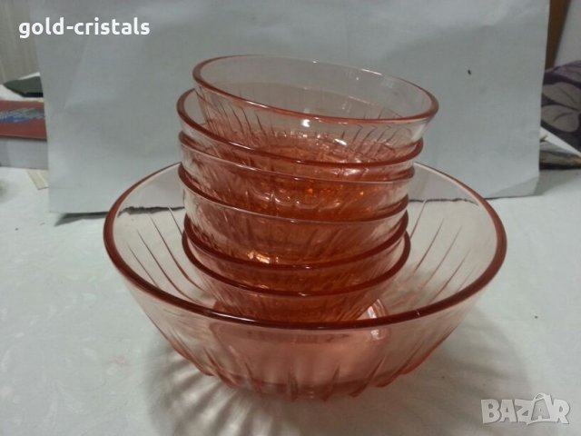 Стъклени купички розово стъкло, снимка 2 - Сервизи - 24077757
