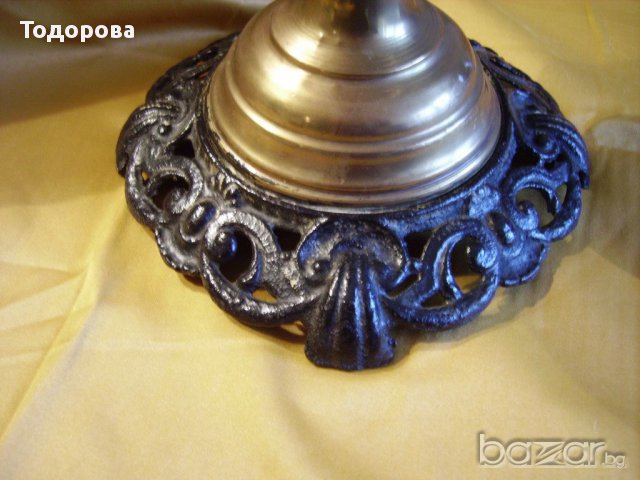 Старинна месингова газена лампа, снимка 4 - Антикварни и старинни предмети - 14356228
