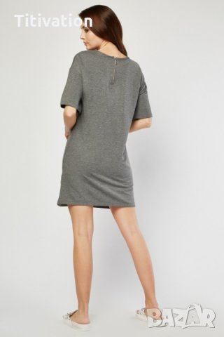 Рокля туника сива, снимка 2 - Рокли - 25832858