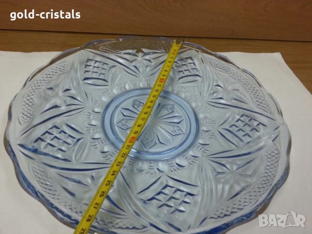 Стъклени чинии и поднос цветно синьо стъкло, снимка 9 - Антикварни и старинни предмети - 26194372