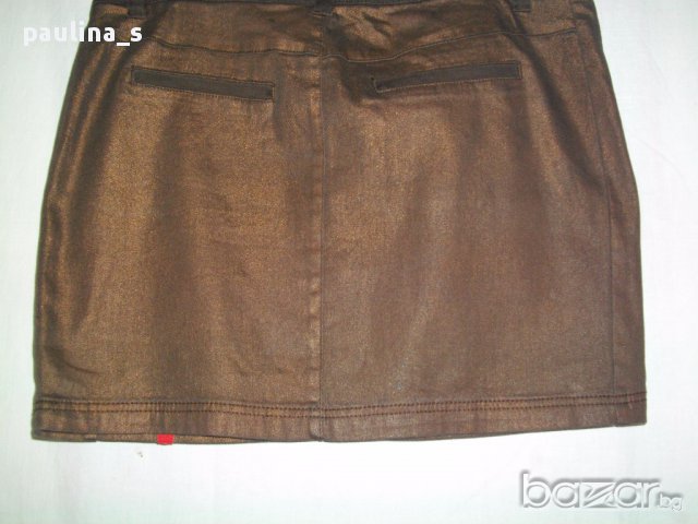 Два броя / Дънкова мини пола EDC by "Esprit" / кафява и в каре с плисета, снимка 8 - Поли - 14939981