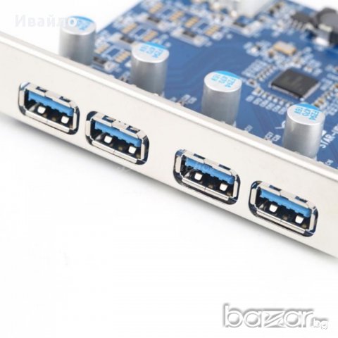 4 Usb 3.0 Hub to Pci-e Pci Express Card хъб, адаптер, разклонител, карта за компютър, снимка 3 - USB Flash памети - 8798851