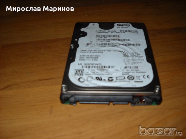 3.1.хард диск за лаптоп WD 1200 Western Digital 120 GB -SАTA ,2,5 “.Ползван 7 дена, снимка 2 - Твърди дискове - 20959668