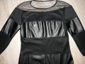 Нова черна рокля с кожа, снимка 1 - Рокли - 20494448