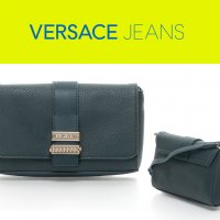 ПРОМО 🍊 VERSACE JEANS 🍊 Оригинална малка кожена чанта в тъмно зелено 15x20x5 см нова с етикети, снимка 6 - Чанти - 25089067