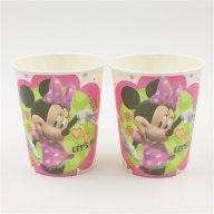 Мини Маус minnie mouse розов фон 10 бр картонени чаши парти рожден ден, снимка 1 - Чаши - 18225961