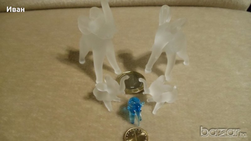 Фигурки миниатюрни слончета матов кристал, снимка 1