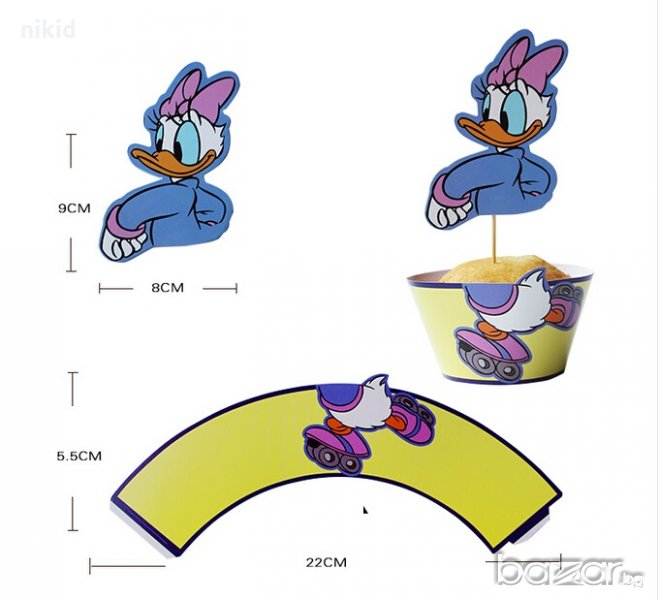 Дейзи патето топери и кошнички украса декорация за мъфини кексчета торта и парти, снимка 1