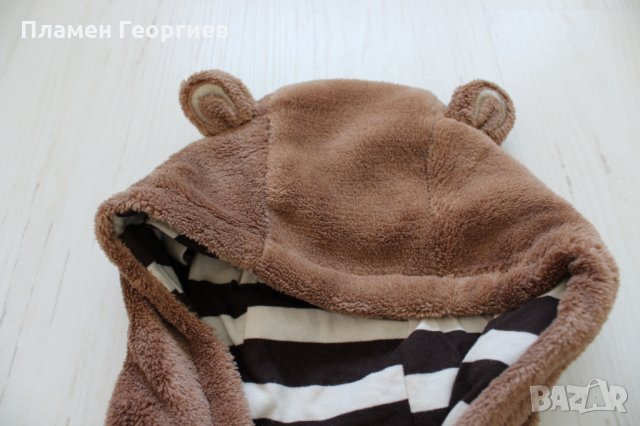 Кафяв суичър с качулка/74-80, снимка 4 - Бебешки якета и елеци - 25564447