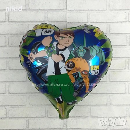 ben Ten 10 Бен Тен Сърце фолио фолиев балон хелий или въздух