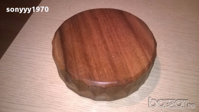 Ретро купа кръгла 15.5х4.5см-тиково дърво-внос швеицария, снимка 3 - Антикварни и старинни предмети - 17245320
