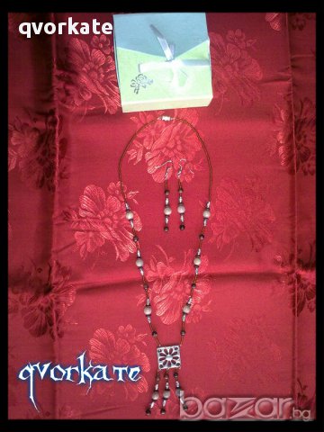 Колие и обеци от слънчев камък,червен ахат, снимка 2 - Бижутерийни комплекти - 9262353